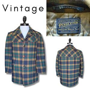 Vintage 50s 60s Pendleton Men Plaid Car Coat Ranch Midcentury Rockabilly Winter